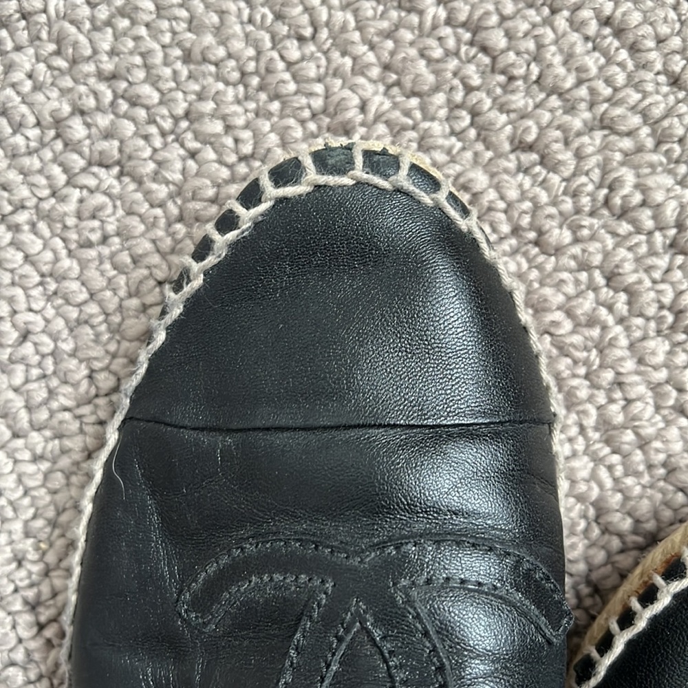 CHANEL Lambskin Espadrille Flats (37) - Black - Picture 8 of 11